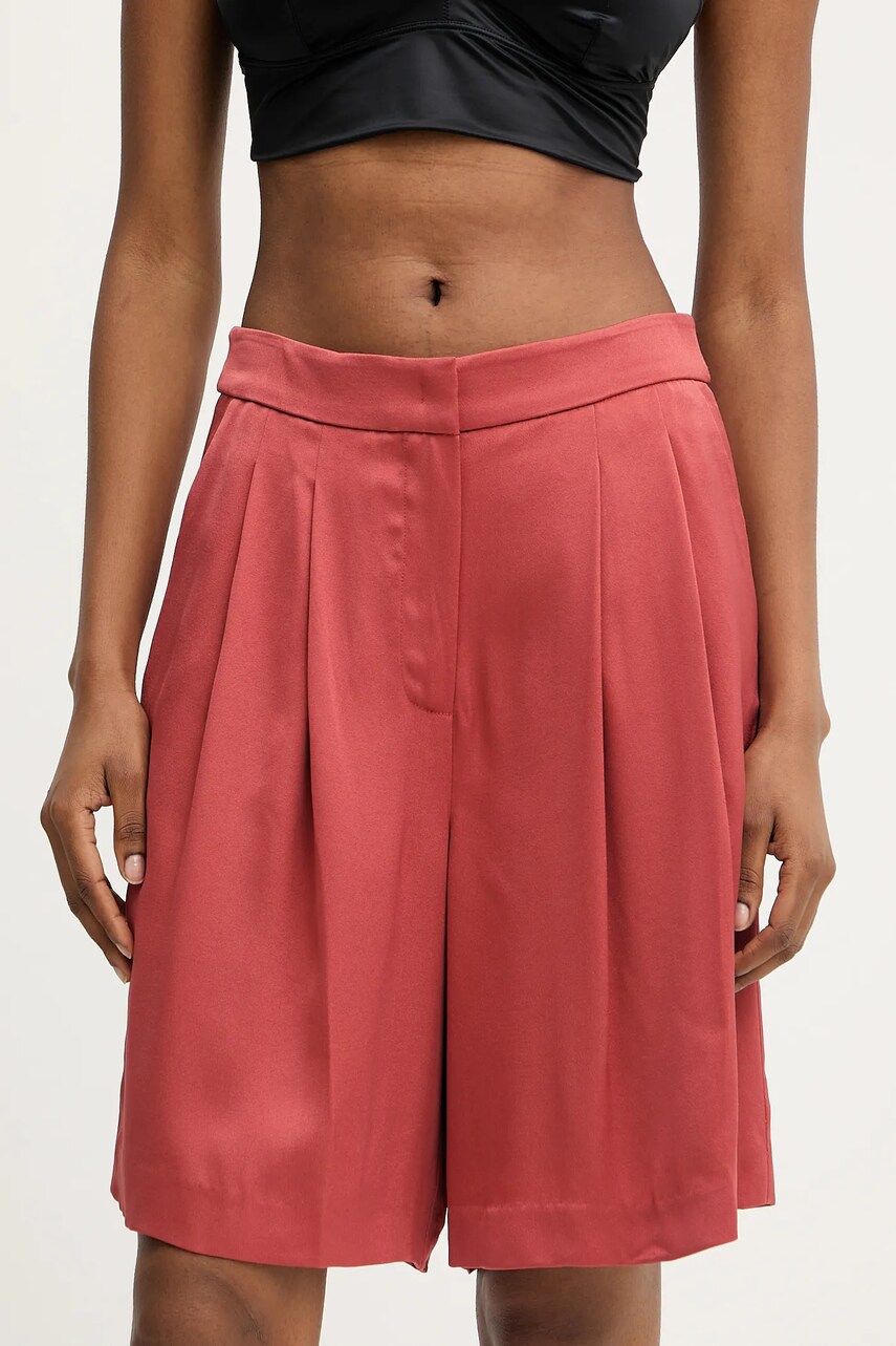 Karl Lagerfeld pantaloni scurți culoarea rosu, uni, high waist, A3W10097