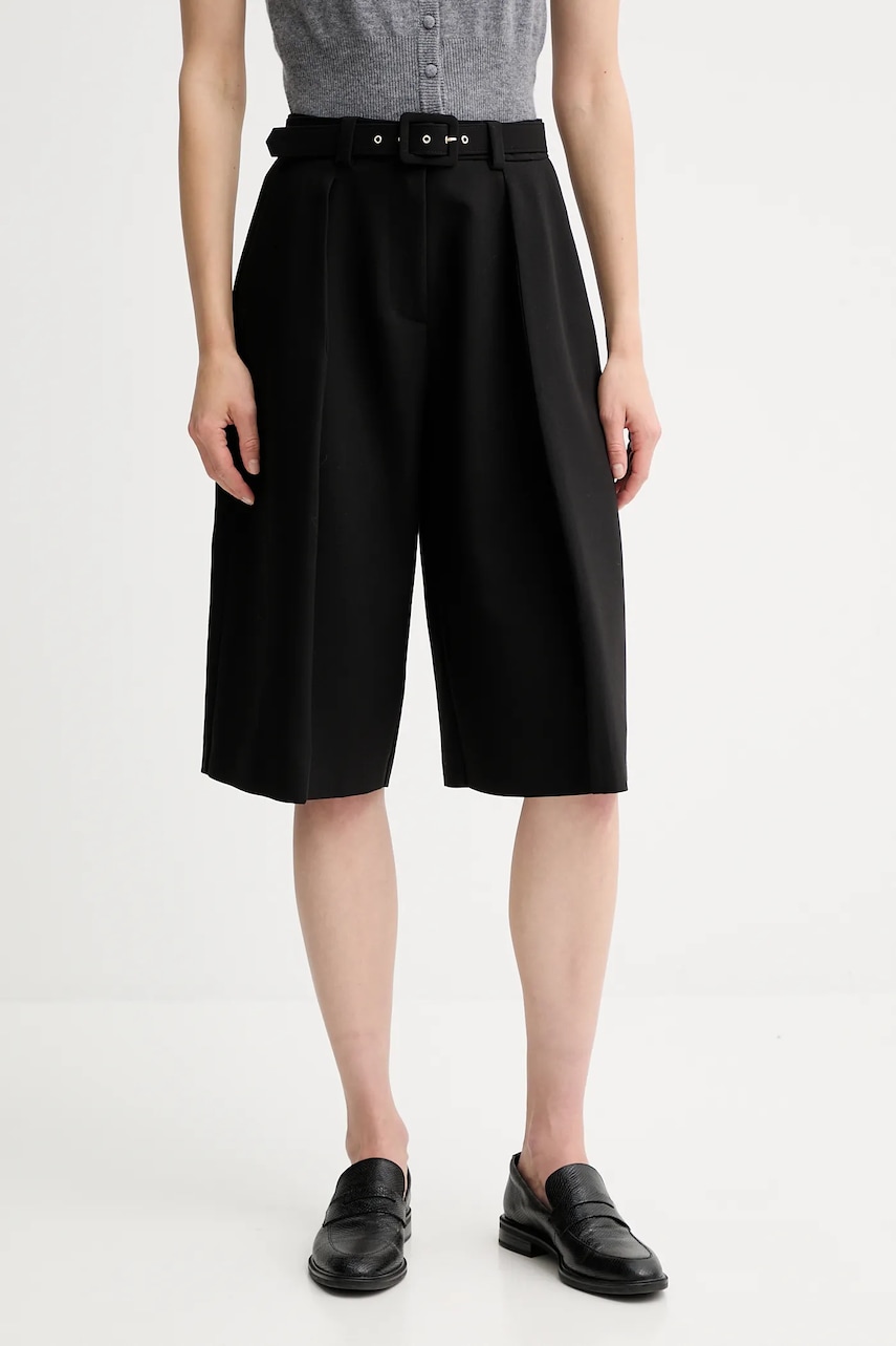 Simona Corsellini pantaloni scurți culoarea negru, uni, high waist, A25CPPA01701