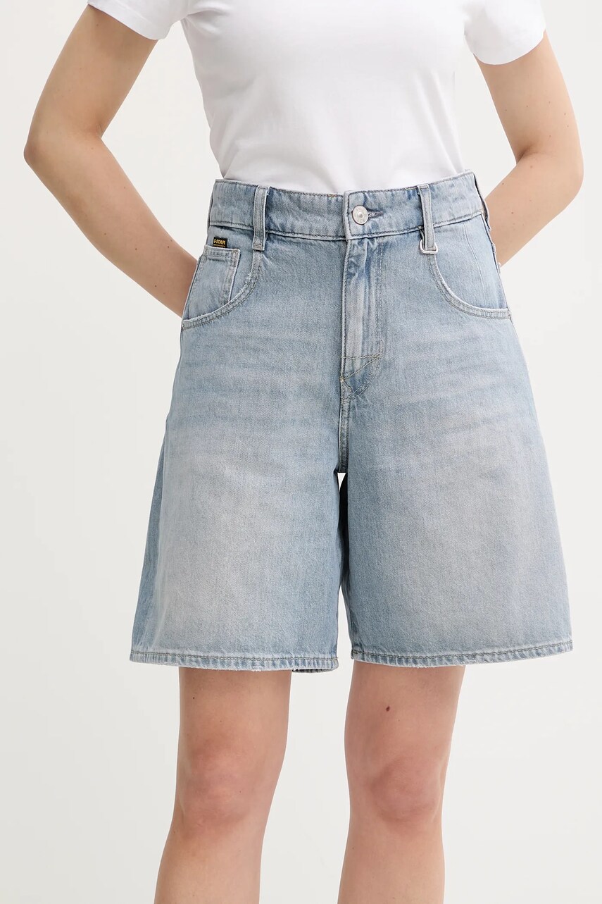 G-Star pantaloni scurți jeans uni, high waist, D26582-D943
