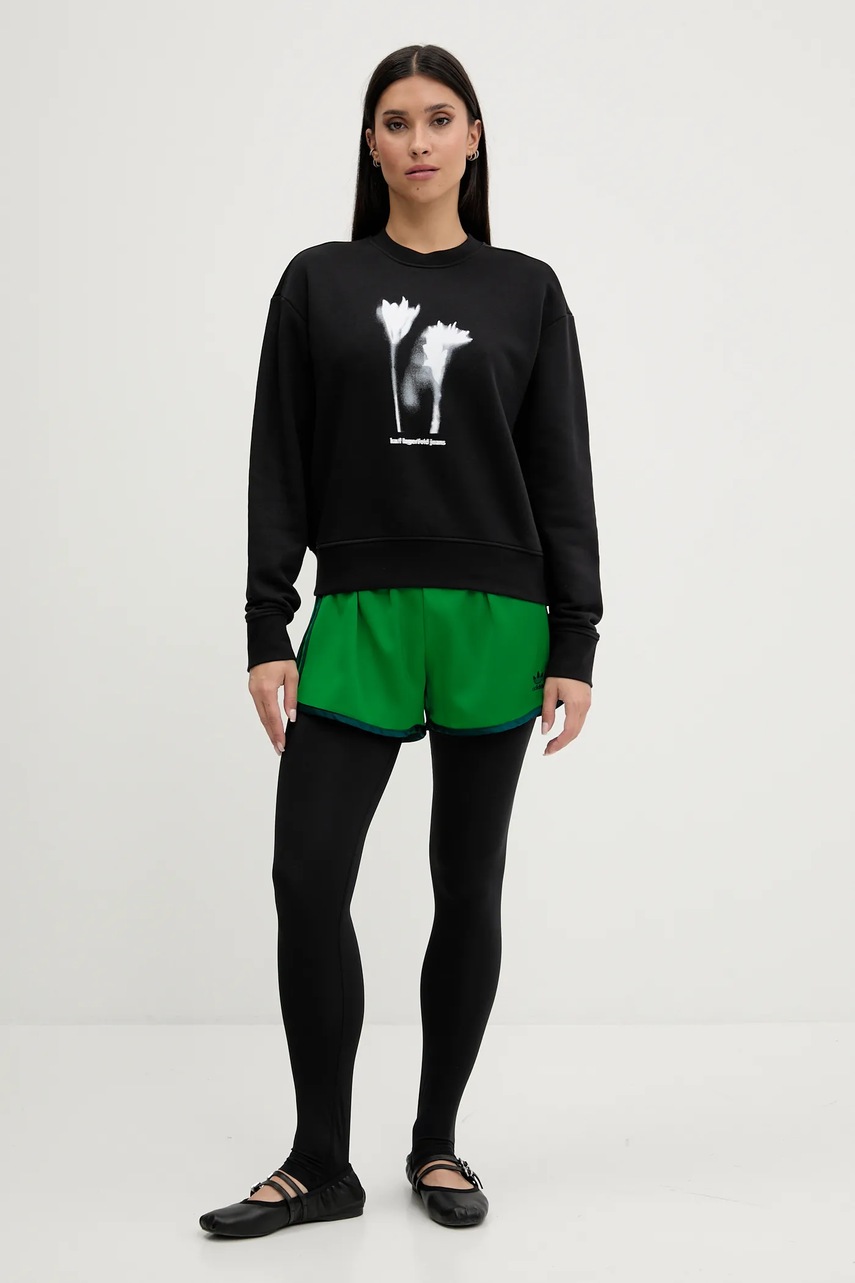 Шорты adidas Originals 3-Stripes цвет зелёный с аппликацией средняя посадка JZ3512