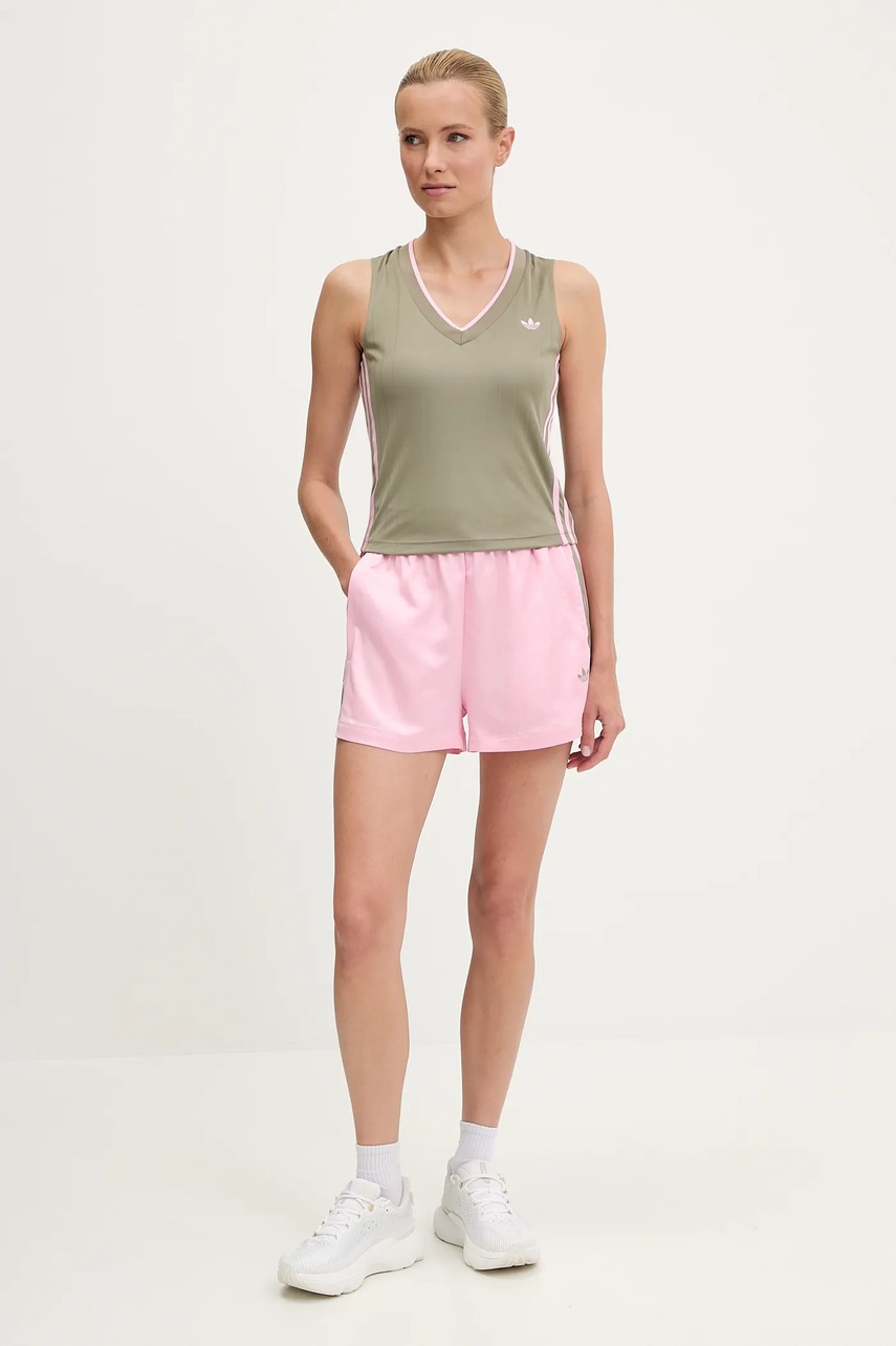 Шорты adidas Originals Shorts цвет розовый с аппликацией высокая посадка KD2282