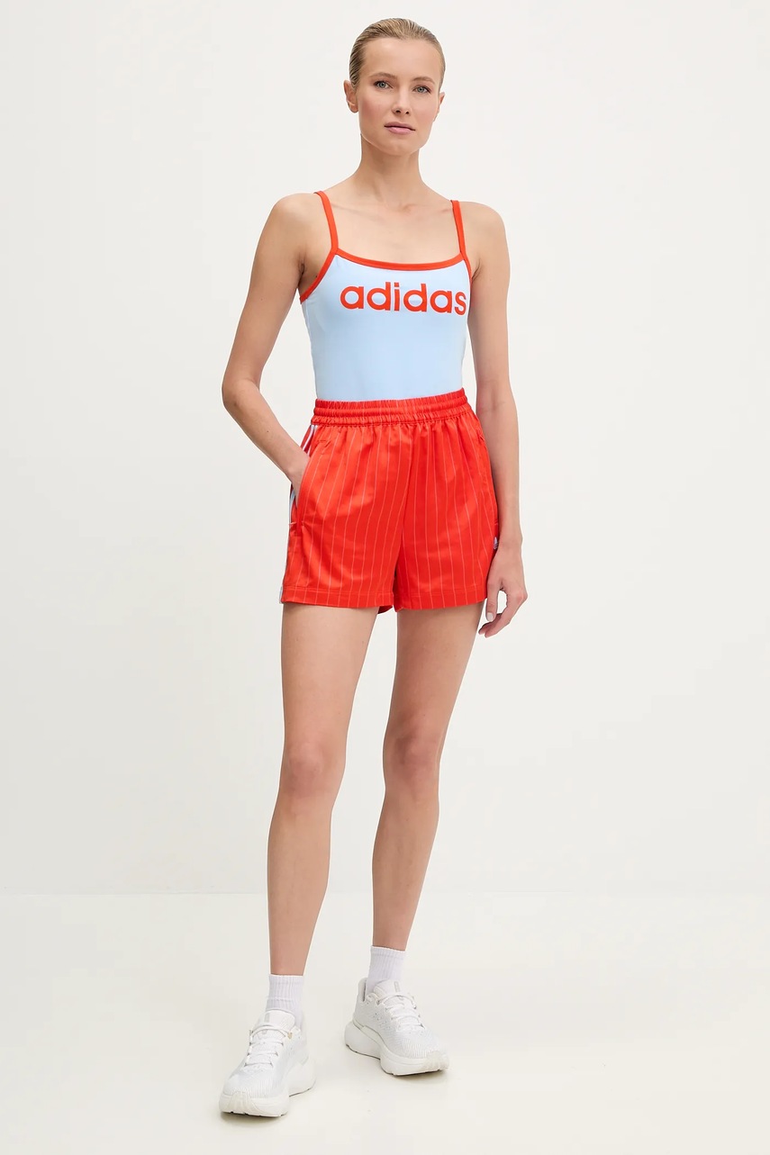 Шорты adidas Originals Shorts цвет красный узор высокая посадка KD2286