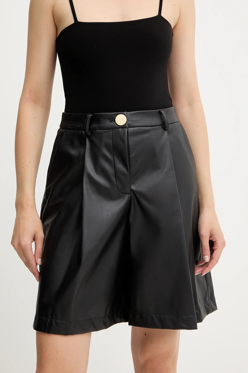 Armani Exchange pantaloni scurti culoarea negru, uni, high waist, XW001265 AF16106