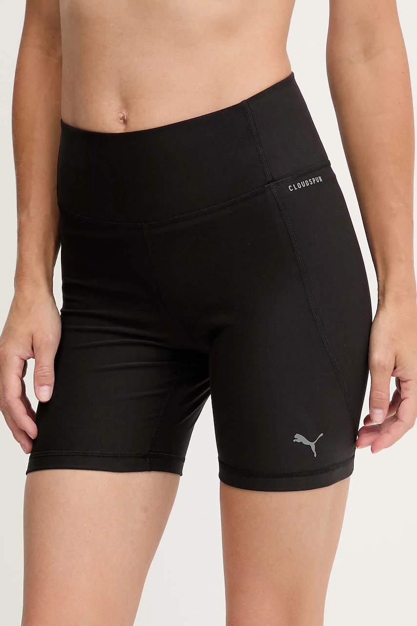 Puma pantaloni scurți de antrenament culoarea negru, uni, high waist, 527454