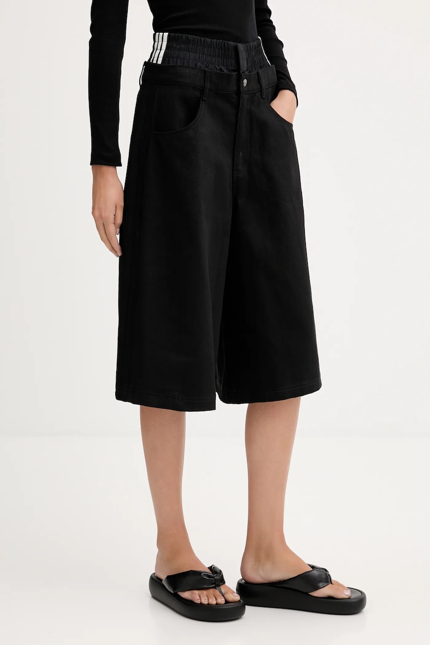 adidas Originals pantaloni scurți jeans Fb Utility Jort culoarea negru, cu imprimeu, high waist, JX7592