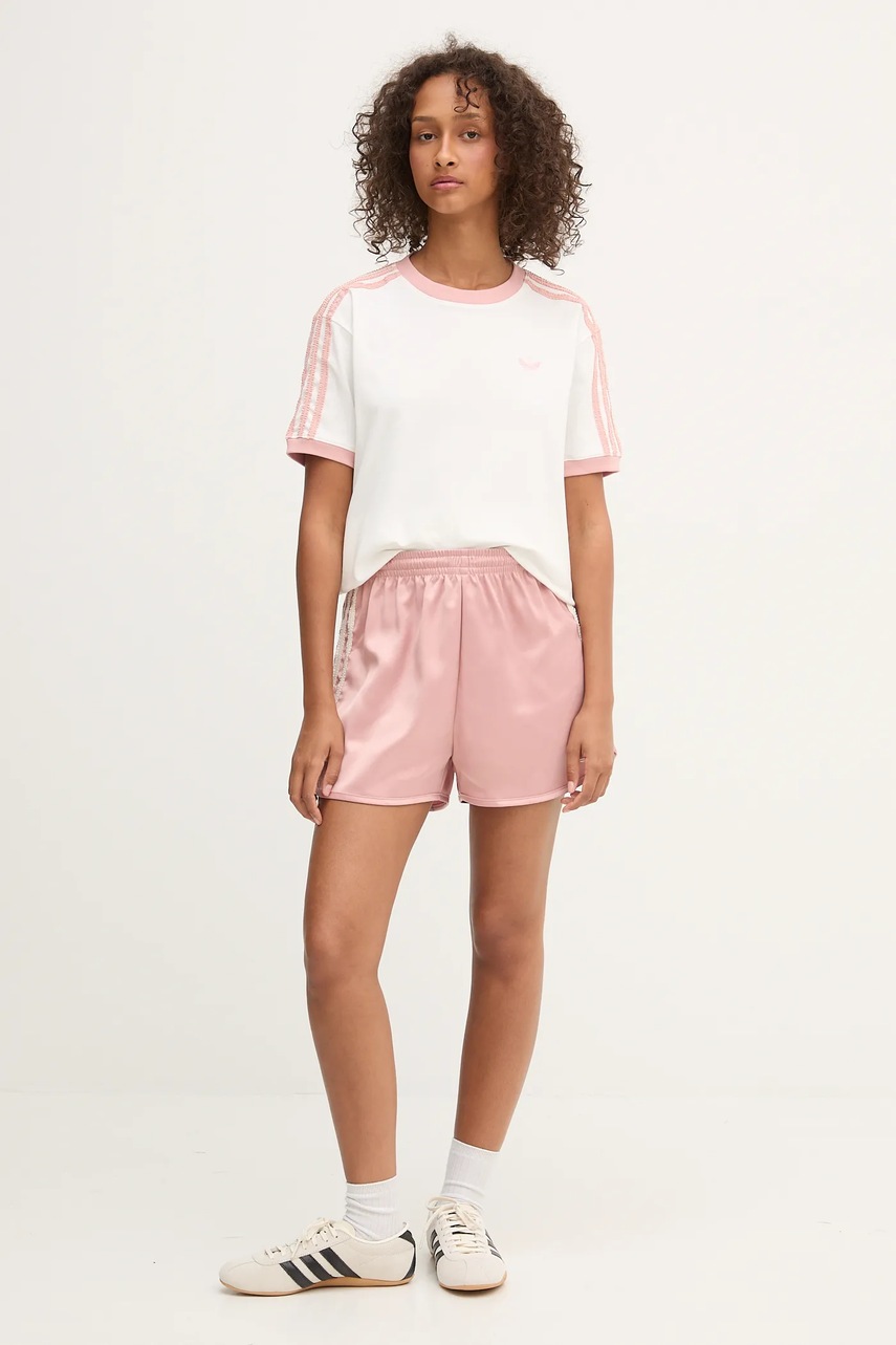 Шорты adidas Originals Ruffle Shorts цвет розовый с аппликацией высокая посадка KC8818