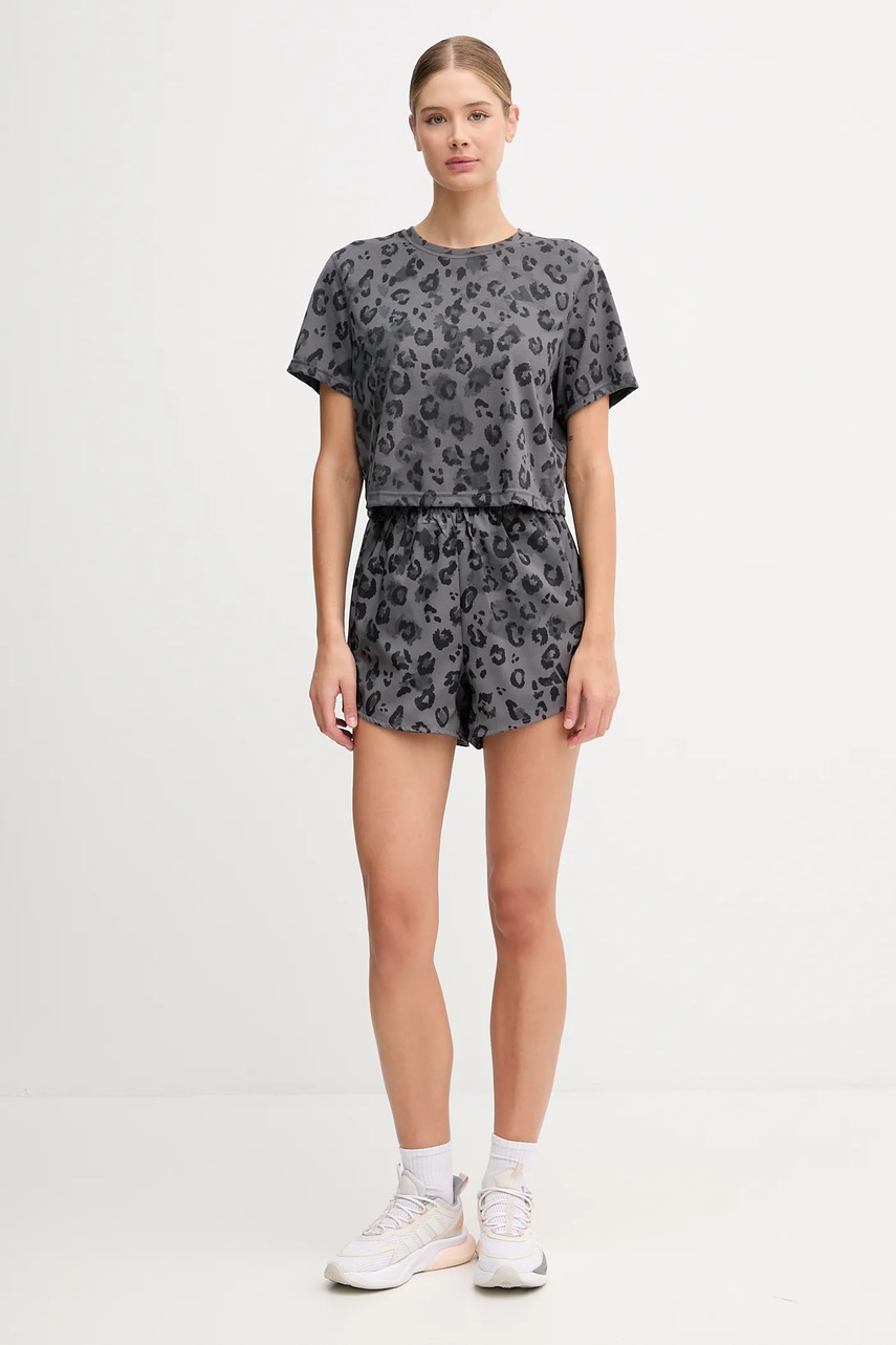 Тренировочные шорты adidas Performance цвет серый узор высокая посадка JN2641