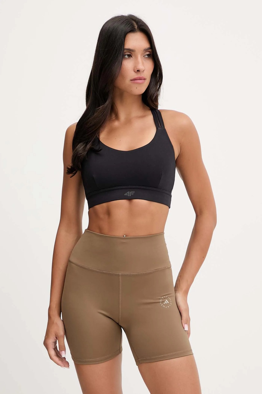 Шорты для йоги adidas by Stella McCartney цвет коричневый однотонные высокая посадка KA0631