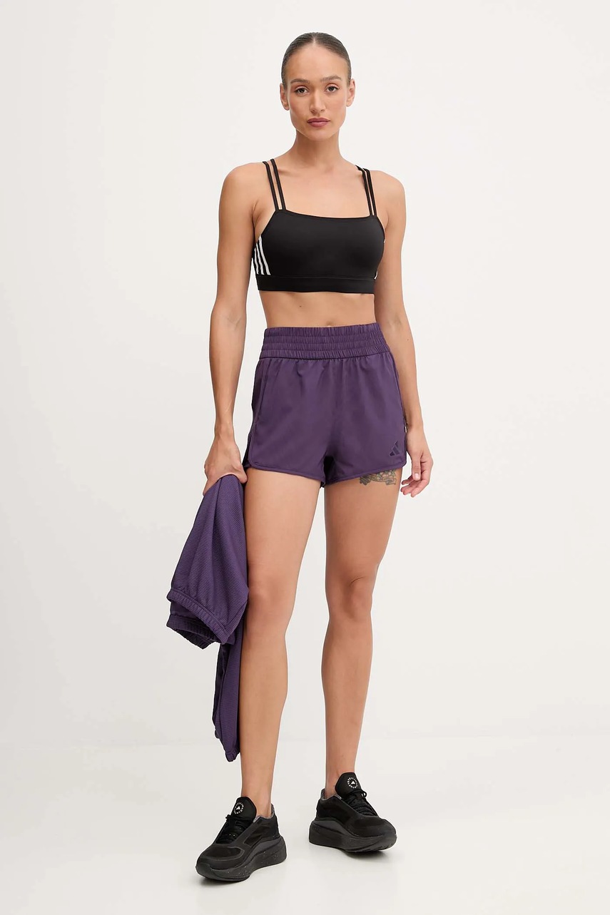 Тренировочные шорты adidas Performance Pacer цвет фиолетовый однотонные высокая посадка JX7300