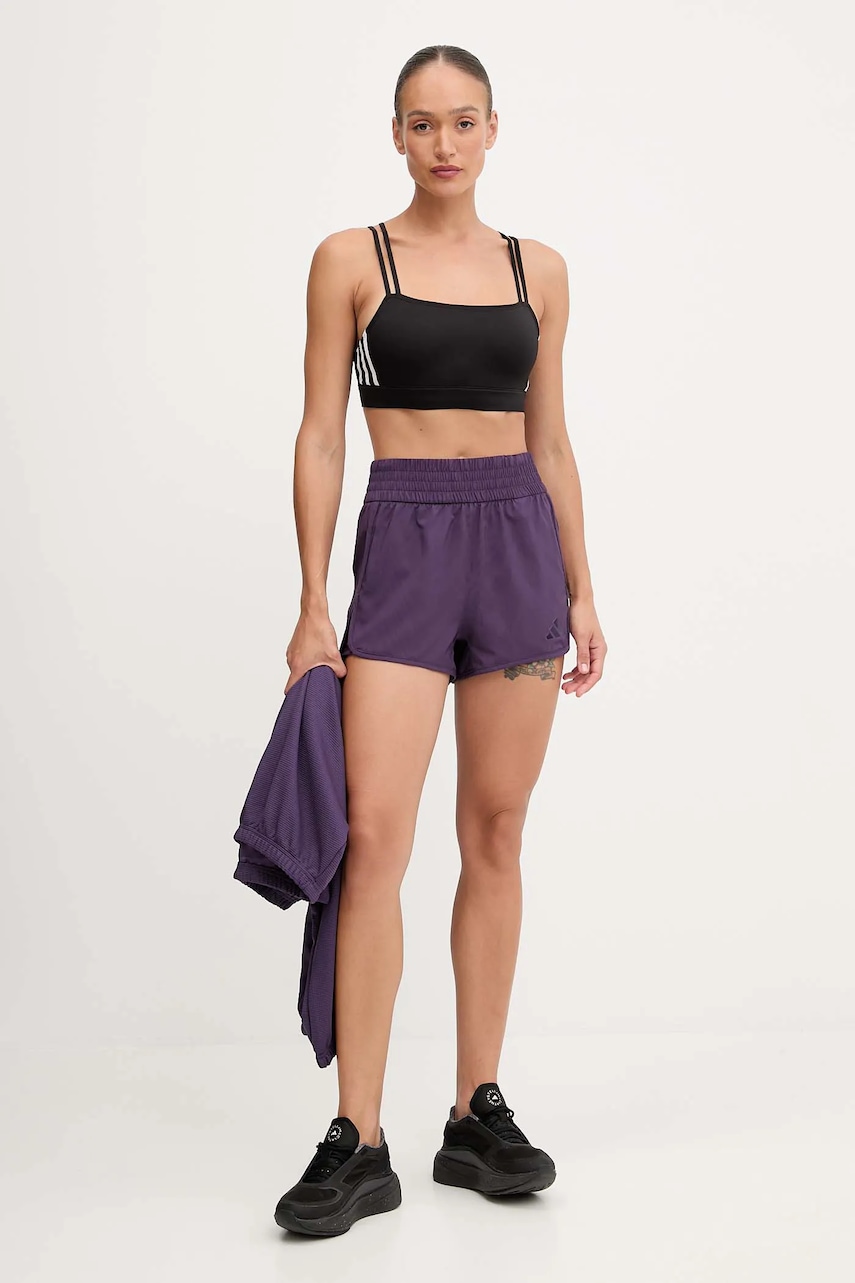 Тренировочные шорты adidas Performance Pacer цвет фиолетовый однотонные высокая посадка JX7300 Тренировочные шорты adidas Performance Pacer цвет фиолетовый однотонные высокая посадка JX7300
