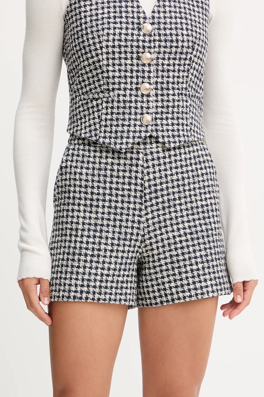 Morgan pantaloni scurți culoarea negru, cu imprimeu, high waist, SHEAN.F