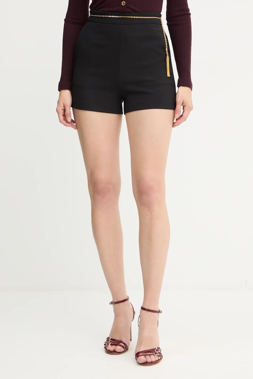 Elisabetta Franchi pantaloni scurți culoarea negru, uni, high waist, SH01757E2