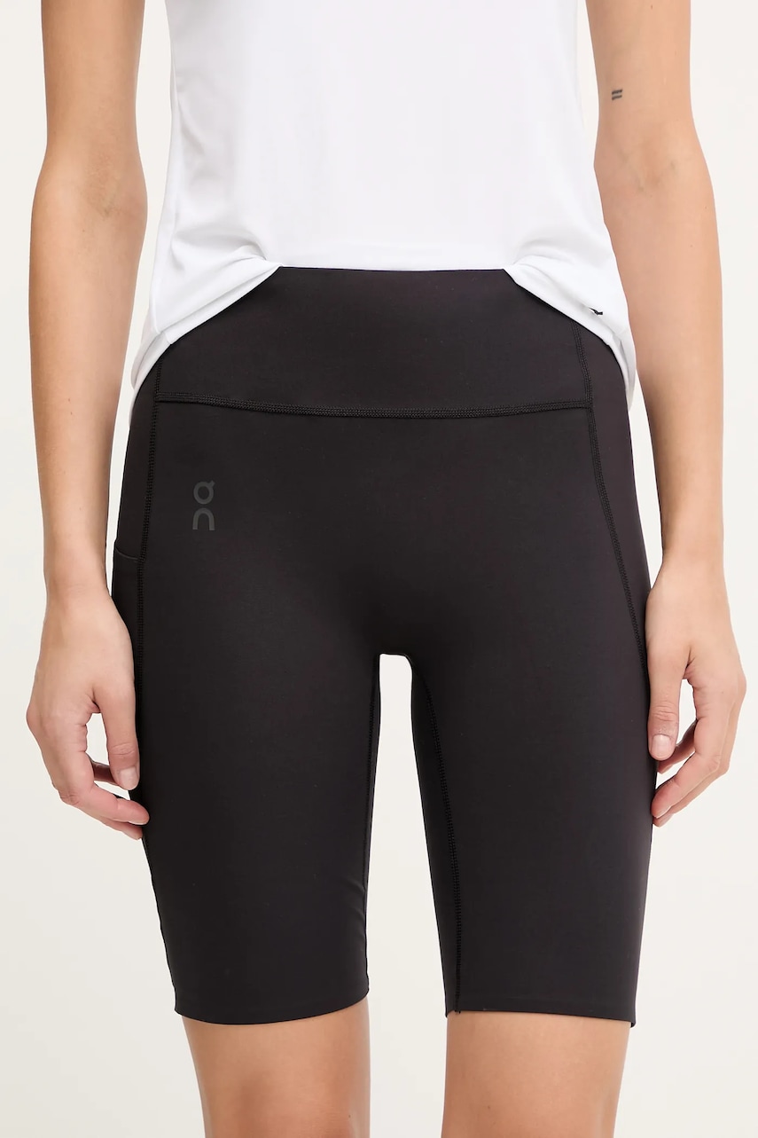 ON running pantaloni scurți de yoga Studio culoarea negru, uni, high waist, 1WF12550553