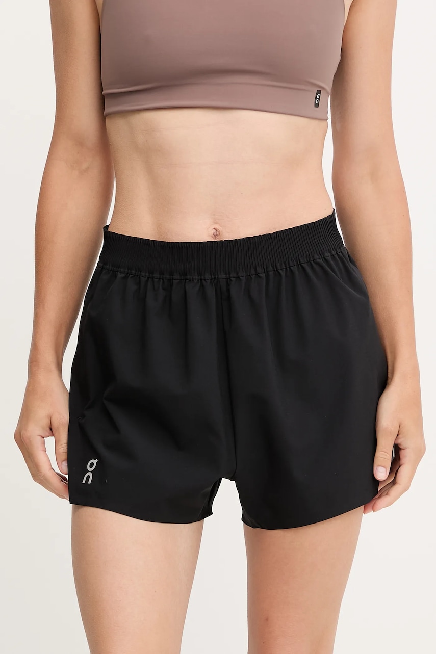 ON running pantaloni scurți de antrenament culoarea negru, uni, high waist, 1WF10330553