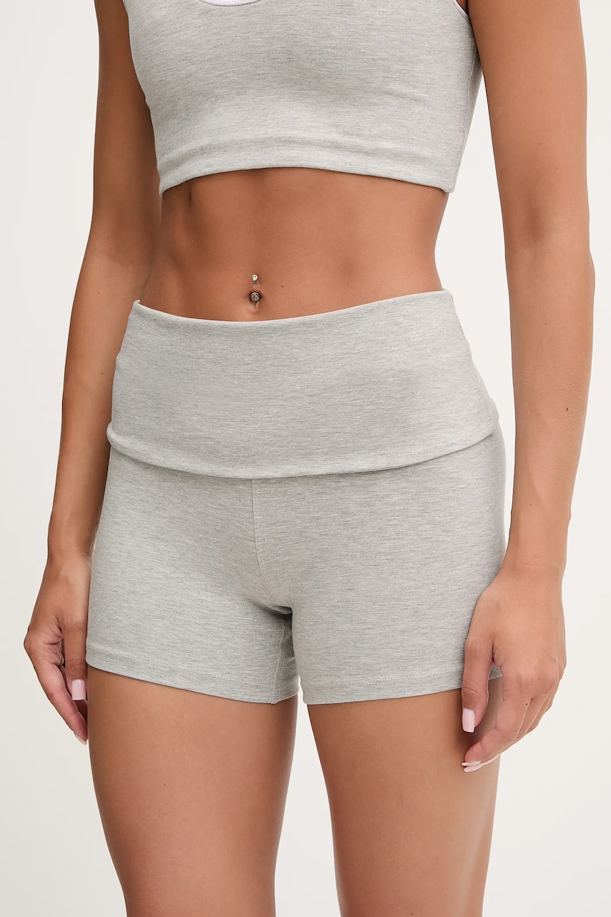 Casall pantaloni scurți de yoga Sublime culoarea gri, melanj, high waist, 25252