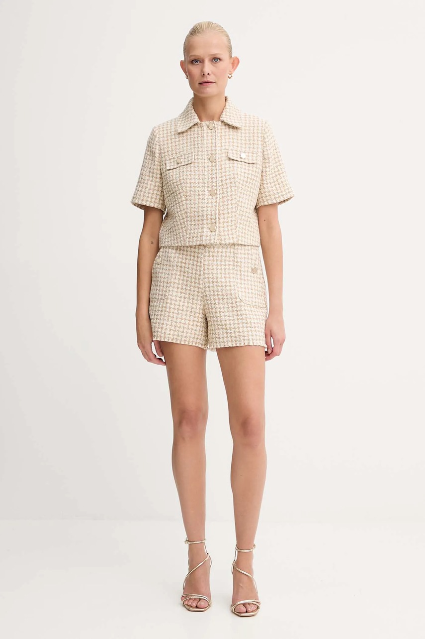 Шорты Morgan цвет бежевый узор высокая посадка SHAV.F