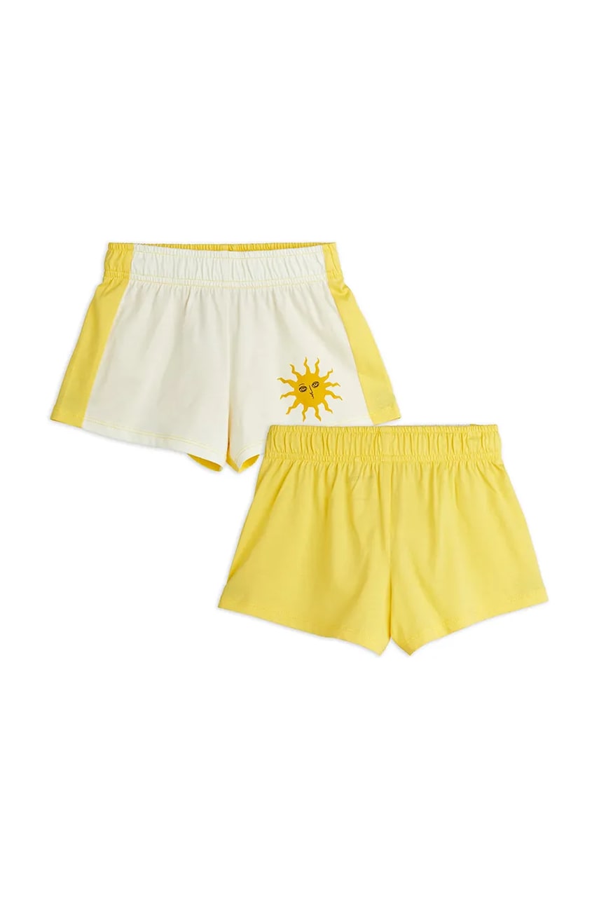 Mini Rodini pantaloni scurți din bumbac pentru copii Sun culoarea galben, cu imprimeu, 2563010911