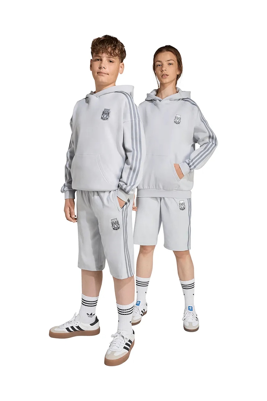 adidas Originals pantaloni scurți copii culoarea gri, cu imprimeu, talie reglabila, JW7733 adidas Originals pantaloni scurți copii culoarea gri, cu imprimeu, talie reglabila, JW7733