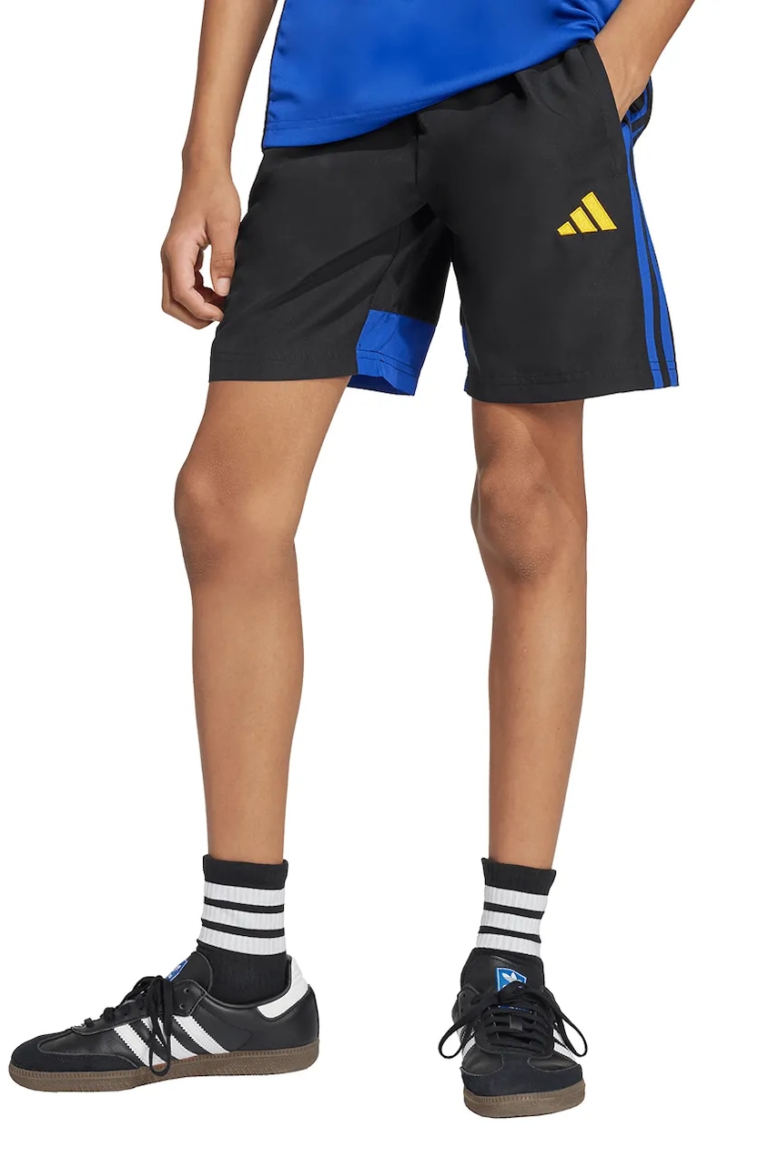 adidas Performance pantaloni scurți copii culoarea negru, cu imprimeu, talie reglabila, JX2228 adidas Performance pantaloni scurți copii culoarea negru, cu imprimeu, talie reglabila, JX2228