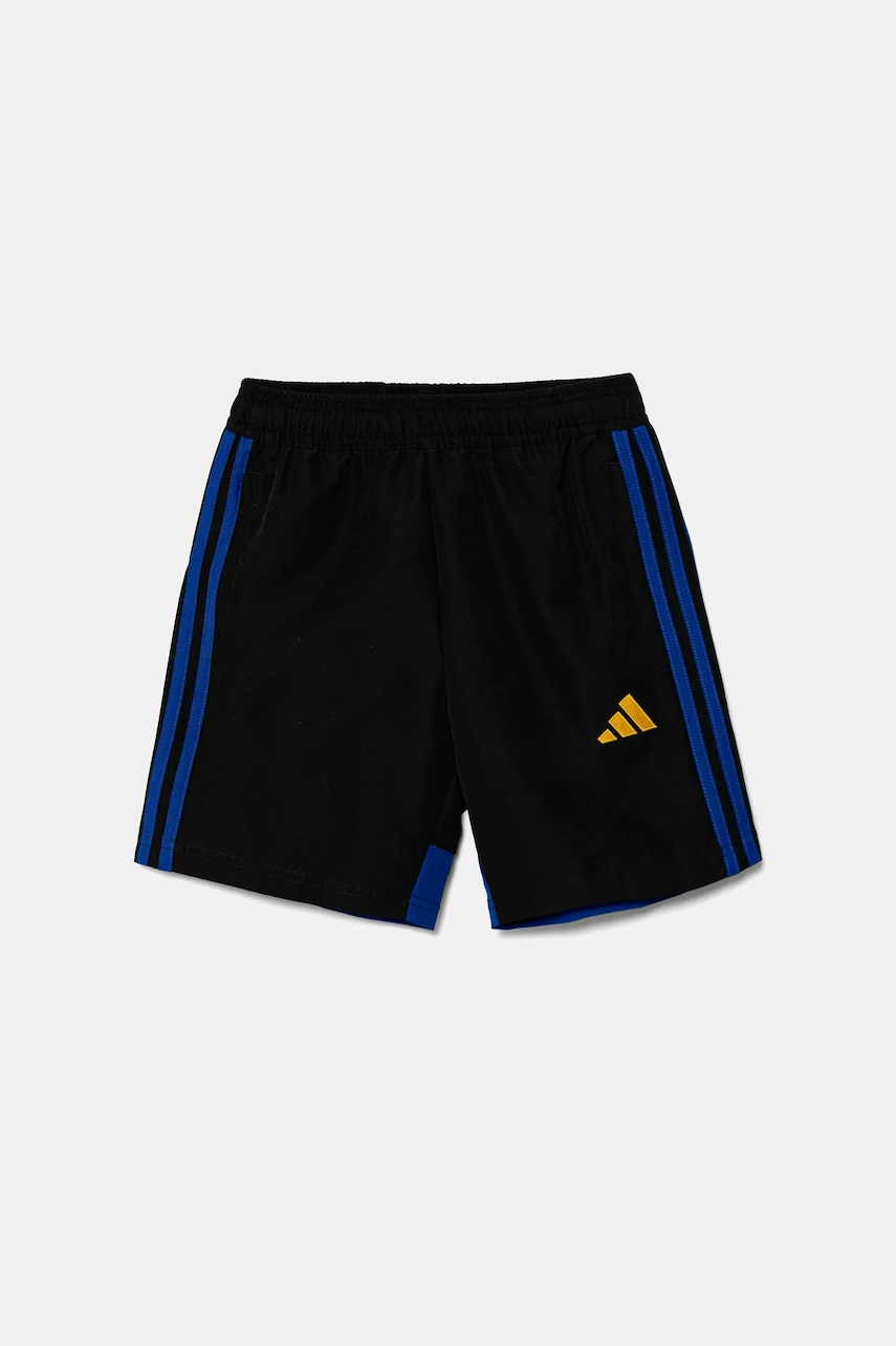 Детские шорты adidas Performance цвет чёрный с аппликацией регулируемая талия JX2228 Детские шорты adidas Performance цвет чёрный с аппликацией регулируемая талия JX2228