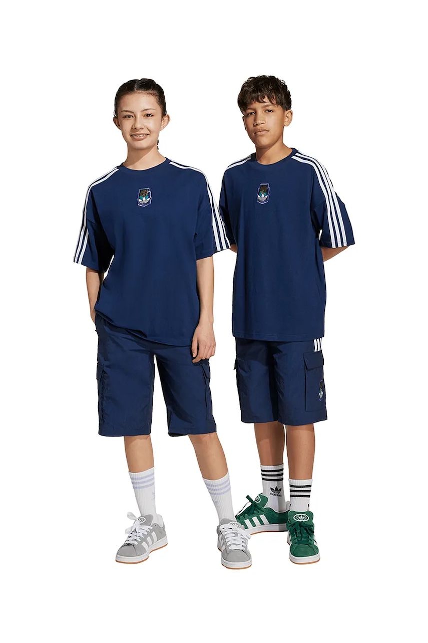 adidas Originals pantaloni scurți copii MINECRAFT culoarea bleumarin, cu imprimeu, talie reglabila, KD9833 adidas Originals pantaloni scurți copii MINECRAFT culoarea bleumarin, cu imprimeu, talie reglabila, KD9833