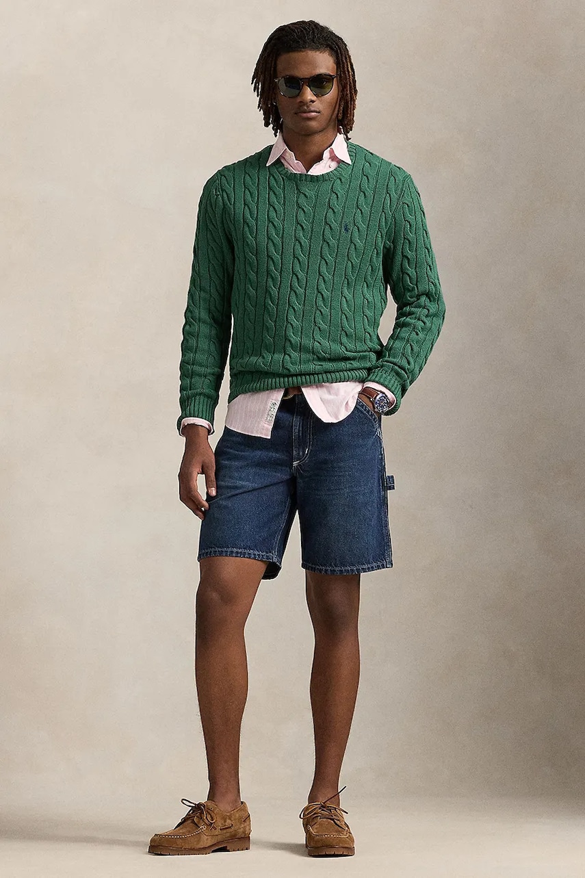 Levně Bavlněné riflové kraťasy Polo Ralph Lauren pánské, bílá barva, 710971777