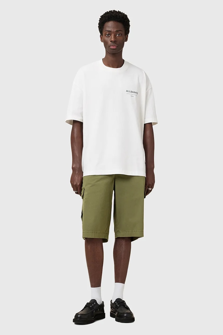 AllSaints pantaloni scurți din bumbac FLYNN culoarea verde, M019TC
