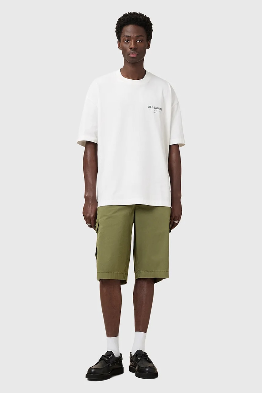 AllSaints pantaloni scurți din bumbac FLYNN culoarea verde, M019TC