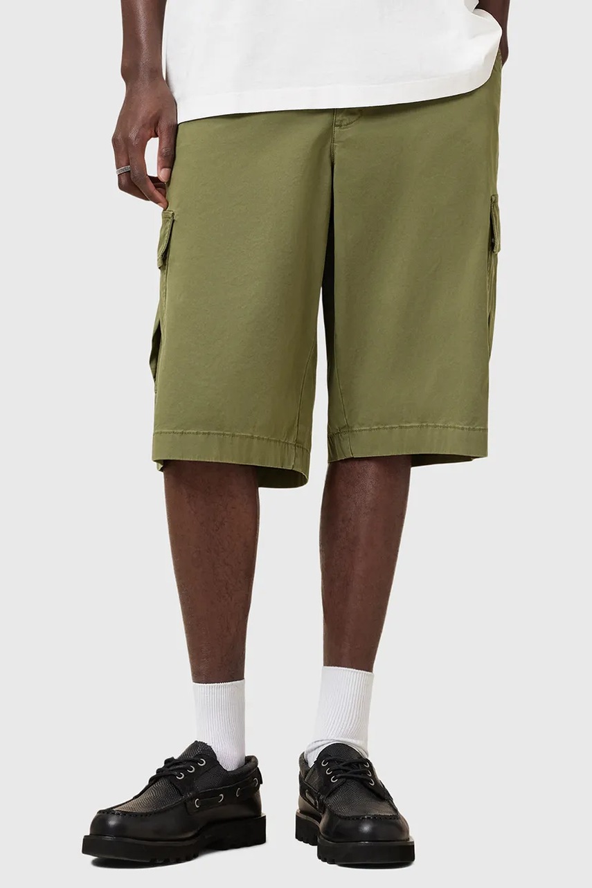 Хлопковые шорты AllSaints FLYNN цвет зелёный M019TC