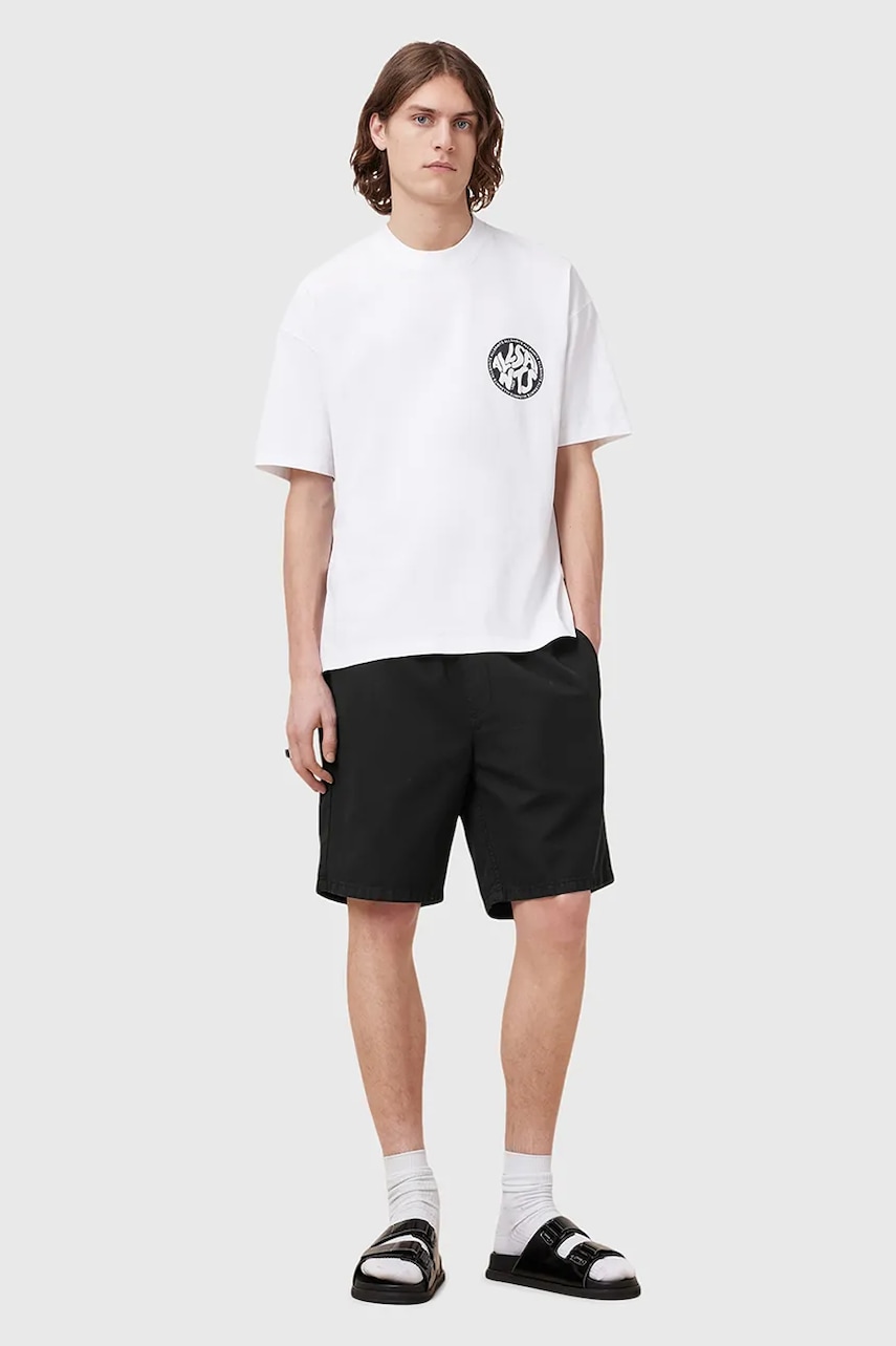 AllSaints pantaloni scurti din amestec de in HANBURY culoarea negru, M022TA