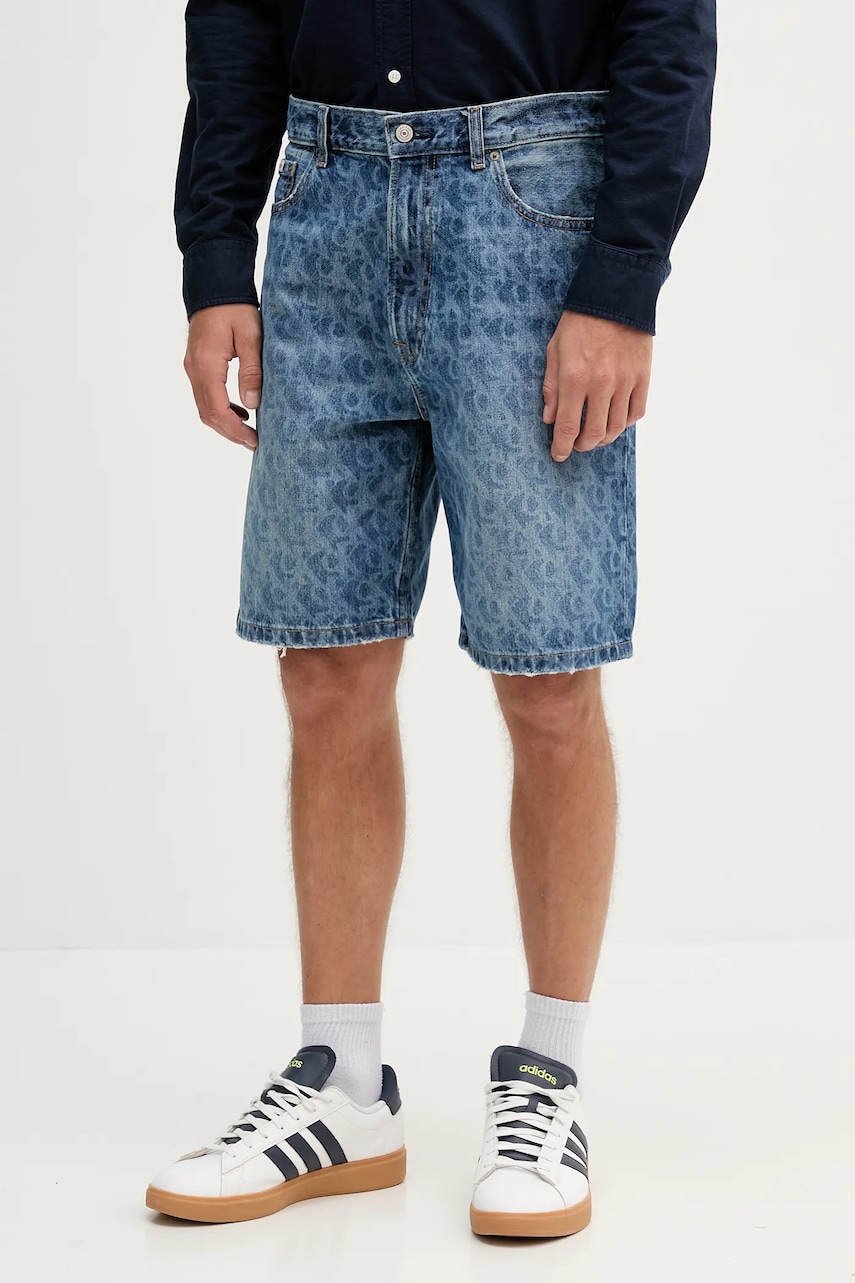 Levně Džínové šortky Calvin Klein Jeans pánské, modrá barva, LV04RC722G