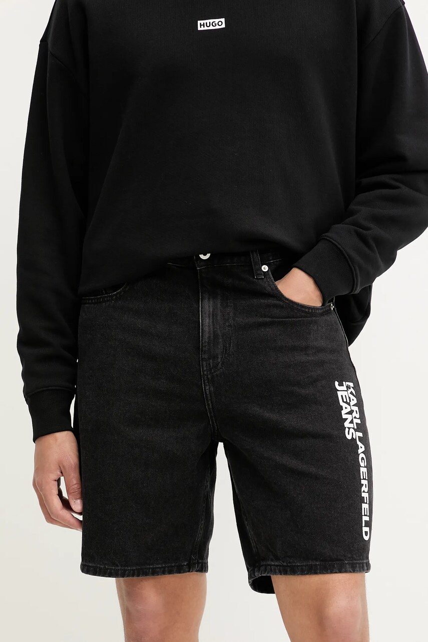 Levně Džínové šortky Karl Lagerfeld Jeans pánské, černá barva, A3M10048