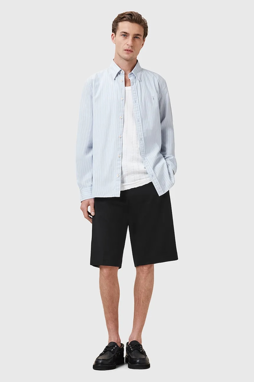 AllSaints pantaloni scurți din bumbac BAY culoarea negru, M033QC