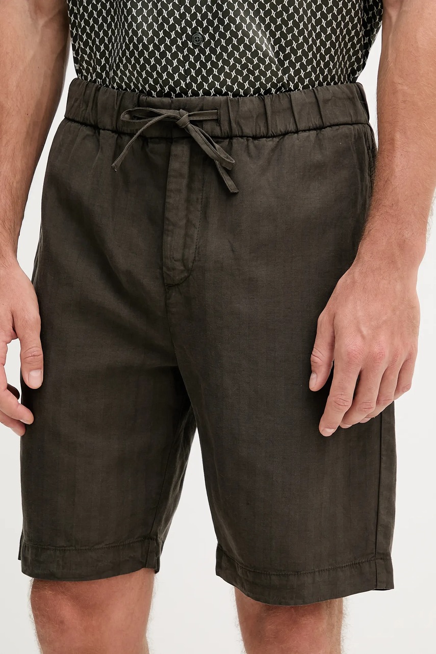 Frescobol Carioca pantaloni scurți din amestec de in culoarea verde, 2603.840