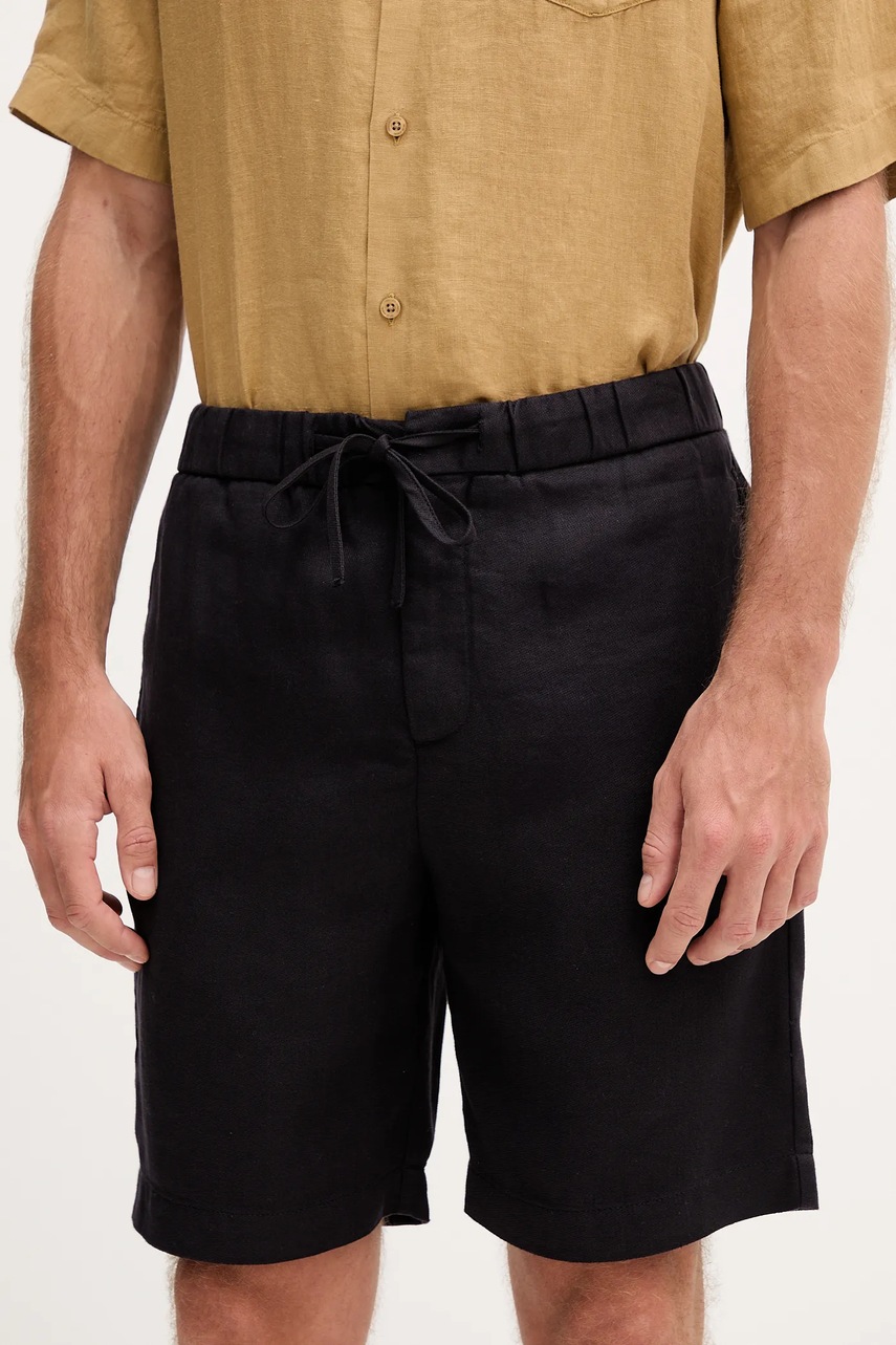 Frescobol Carioca pantaloni scurți din in culoarea negru, 1241.02