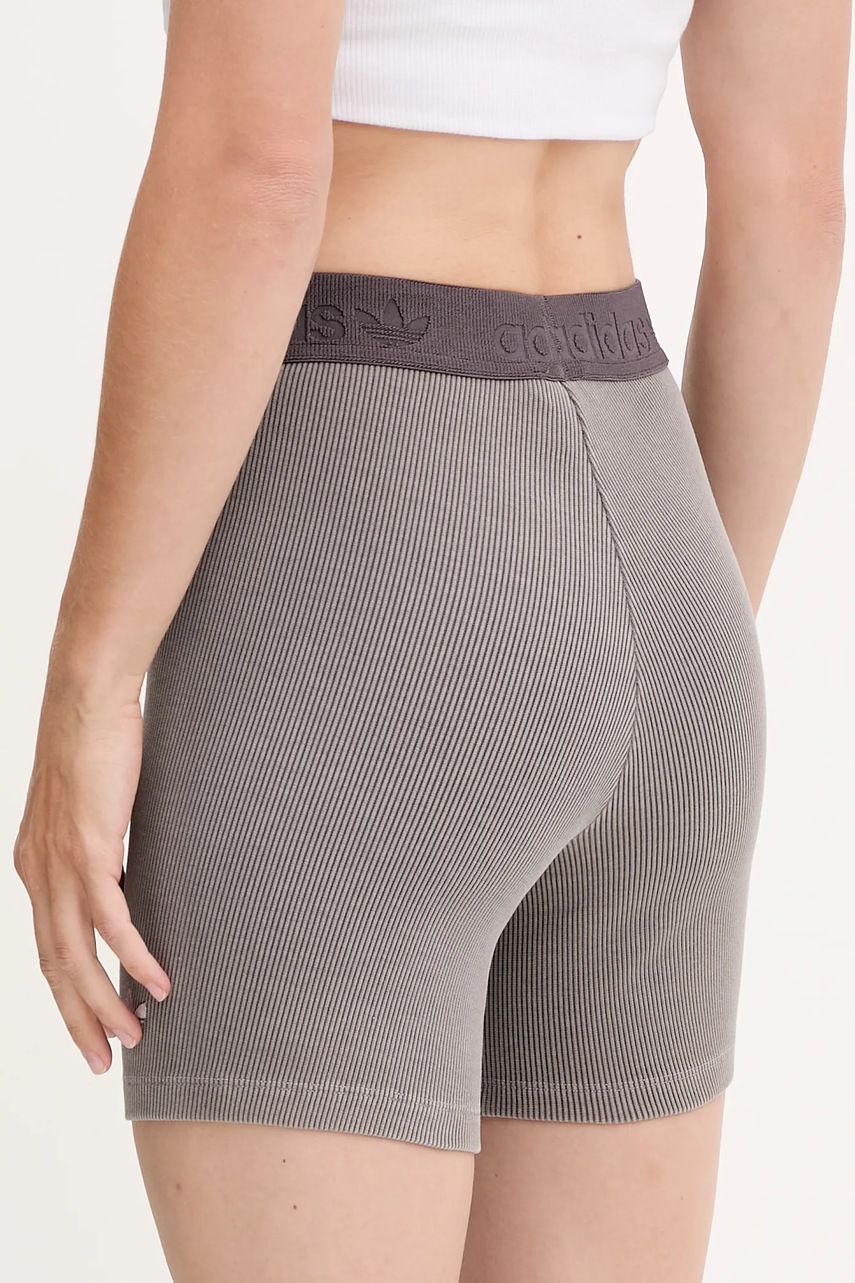 Шорты adidas Originals Rib Shorts Wash цвет серый однотонные высокая посадка JW3592