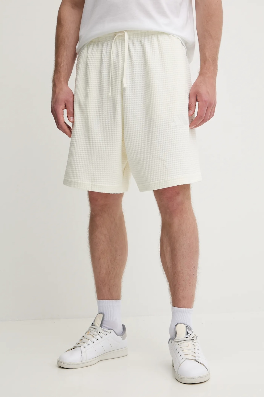 adidas pantaloni scurți din bumbac All SZN culoarea bej, JL6562