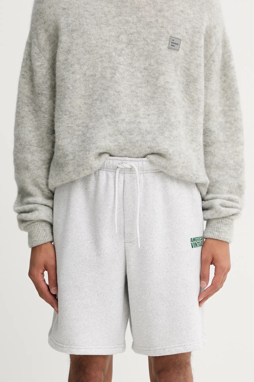 American Vintage pantaloni scurti culoarea gri, melanj, MBAP09A