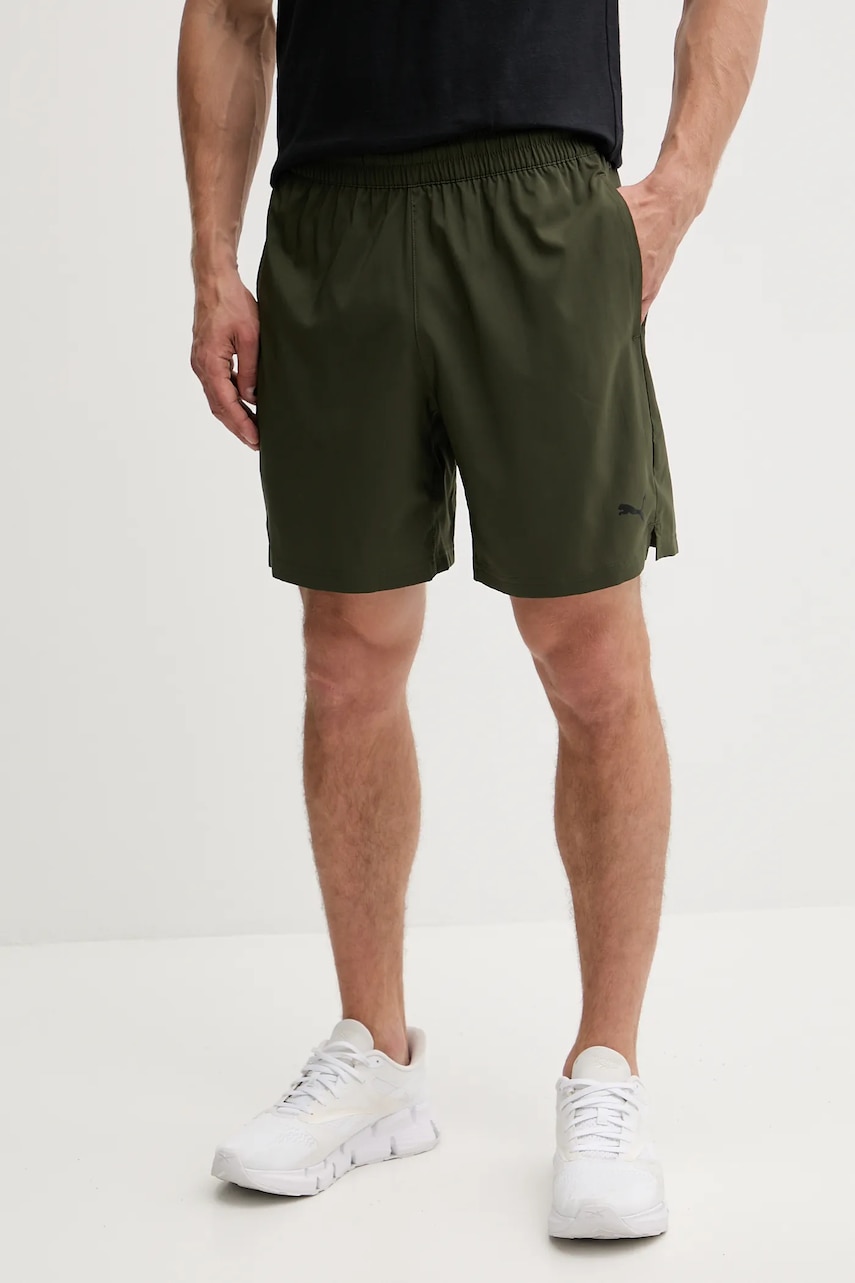 Puma pantaloni scurți de antrenament culoarea verde, 525910