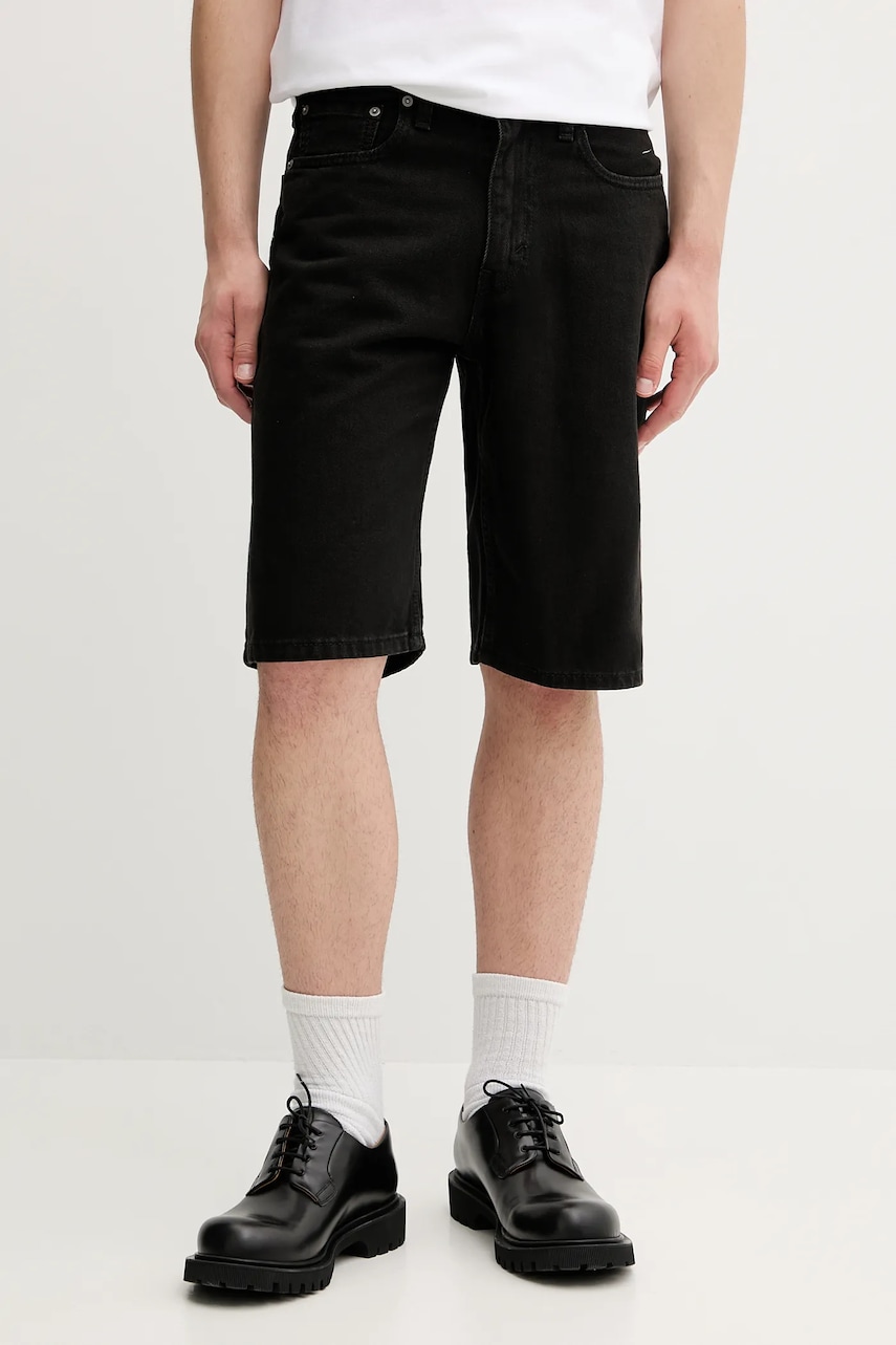 Levi's pantaloni scurți jeans culoarea negru, 39434