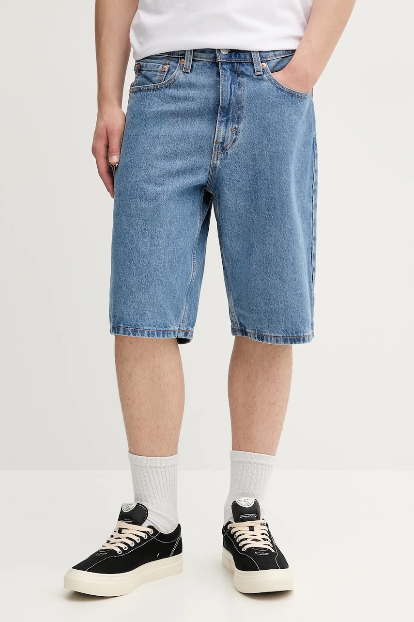 Levně Džínové šortky Levi's pánské, modrá barva, 39434
