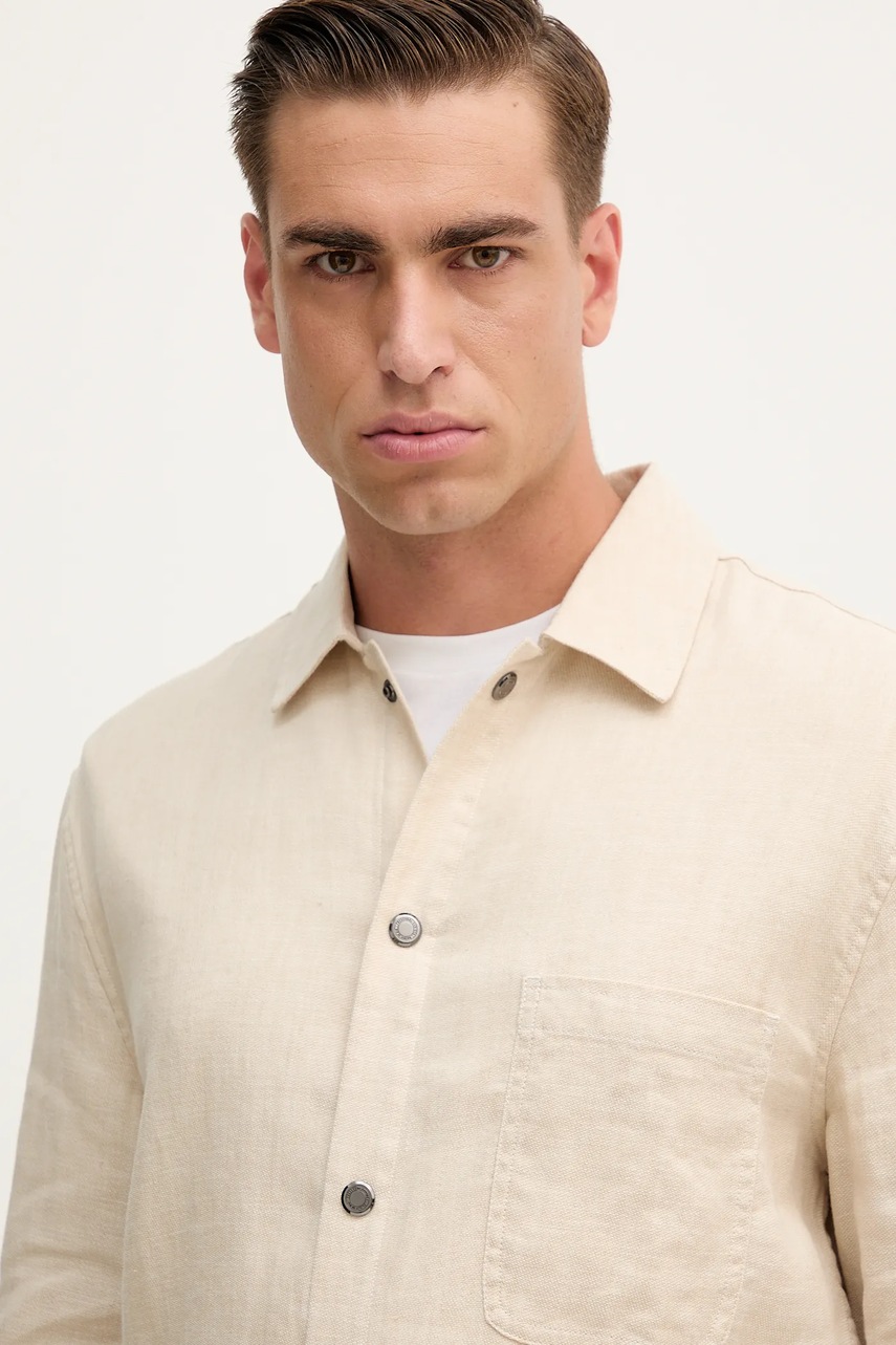 Λινό μπουφάν Frescobol Carioca χρώμα: μπεζ φωτογραφία