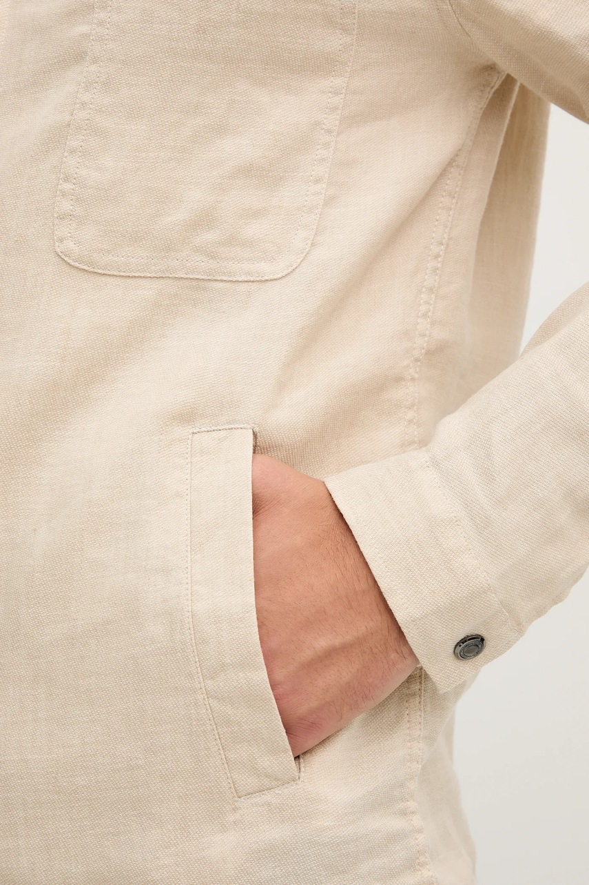 Λινό μπουφάν Frescobol Carioca χρώμα: μπεζ φωτογραφία