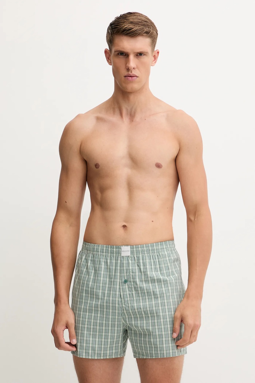 Levně Bavlněné boxerky Hollister Co. 5-pack zelená barva, KI314-5031