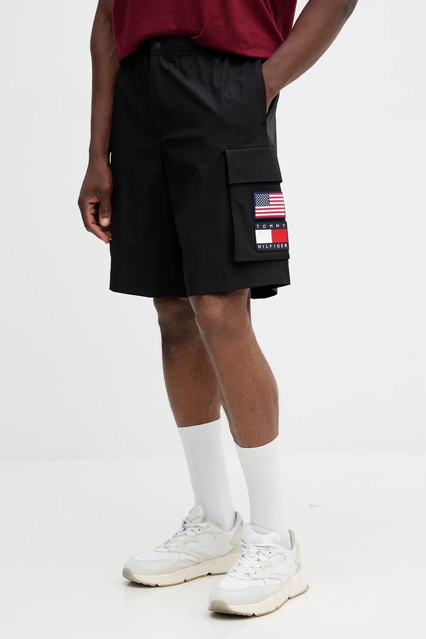 Levně Kraťasy Tommy Hilfiger x SAIL GP pánské, černá barva, MW0MW41414