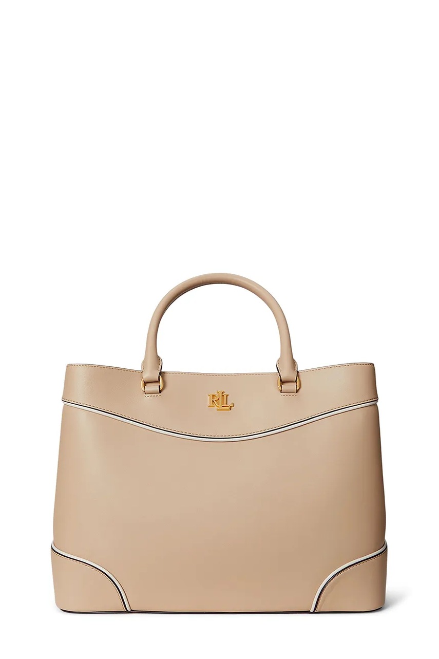 Levně Kožená kabelka Lauren Ralph Lauren béžová barva, 431959595