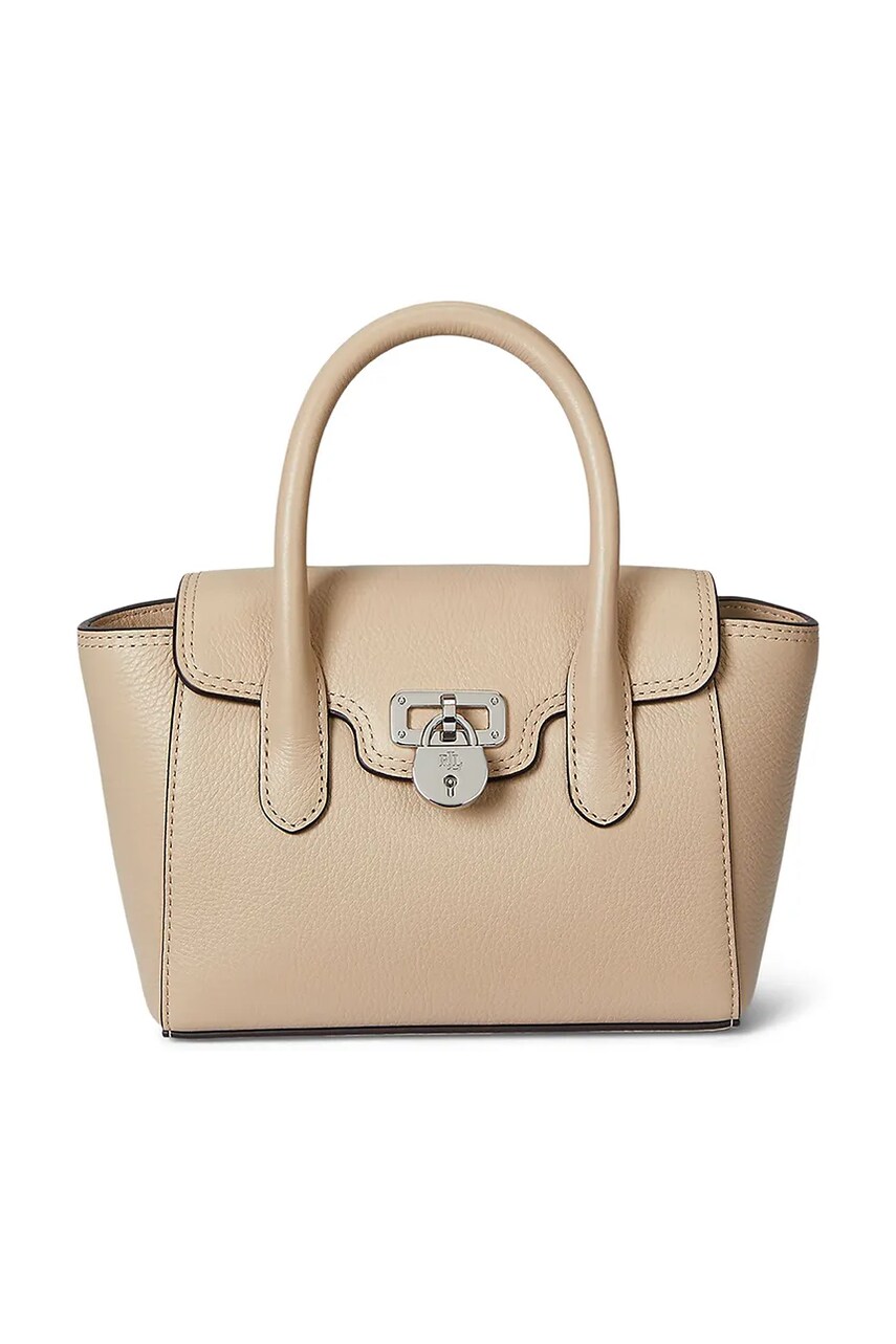 Levně Kožená kabelka Lauren Ralph Lauren béžová barva, 431969349