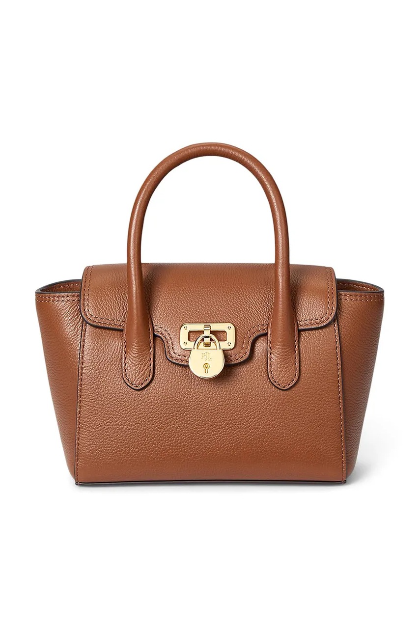Levně Kožená kabelka Lauren Ralph Lauren hnědá barva, 431969349