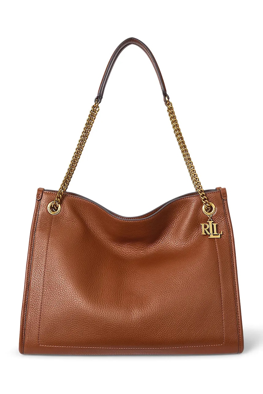 Kožená kabelka Lauren Ralph Lauren hnědá barva, 431969352