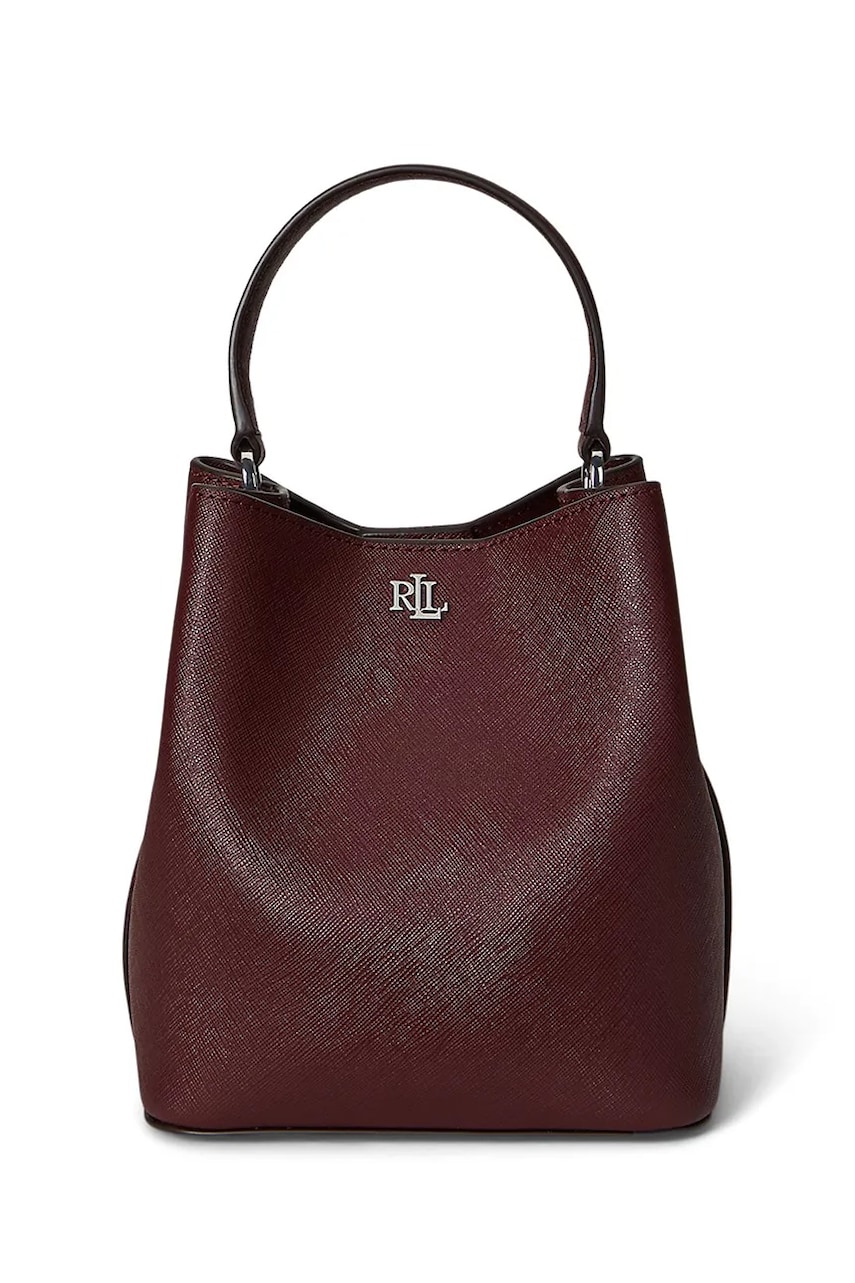 Levně Kožená kabelka Lauren Ralph Lauren oranžová barva, 431969365